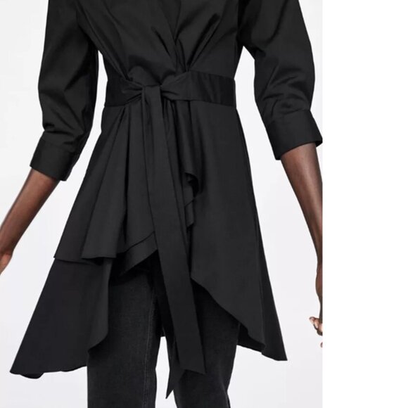Zara Assymetric Black Poplin Tunic, XS - Picture 15 of 16